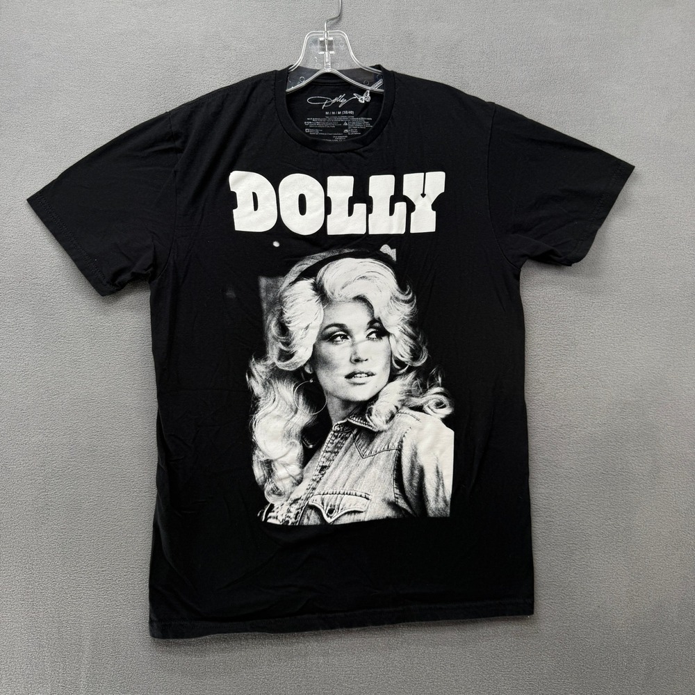Dolly Parton T-Shirt Womens Medium Black Cotton Short Sleeve Crewneck Country